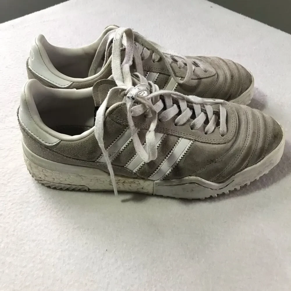Adidas x Alexander Wang b-ball soccer grey suede leather low top sneakers 7